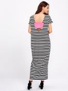 Shein Patch Plunge V Back Cocoon Tee Dress