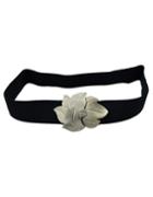Shein Silver Plated Maple Black Ribbon Elastic Waist Belt