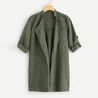 Shein Plus Open Front Solid Coat Kimono