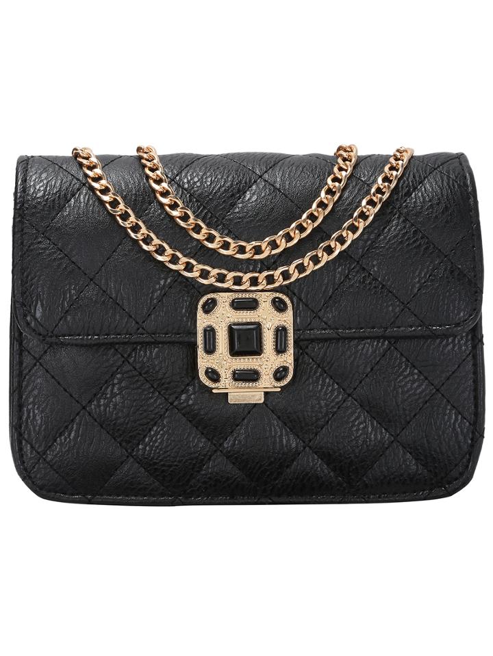 Shein Rhinestone Lock Long Quilting Chain Bag
