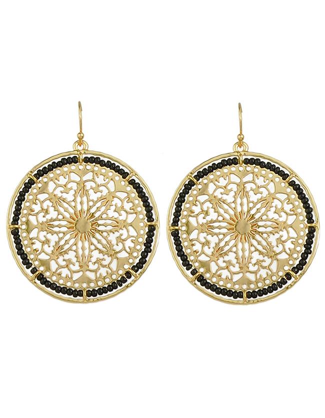 Shein Black Beads Big Round Earrings
