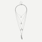 Shein Fishtail & Feather Layered Chain Necklace