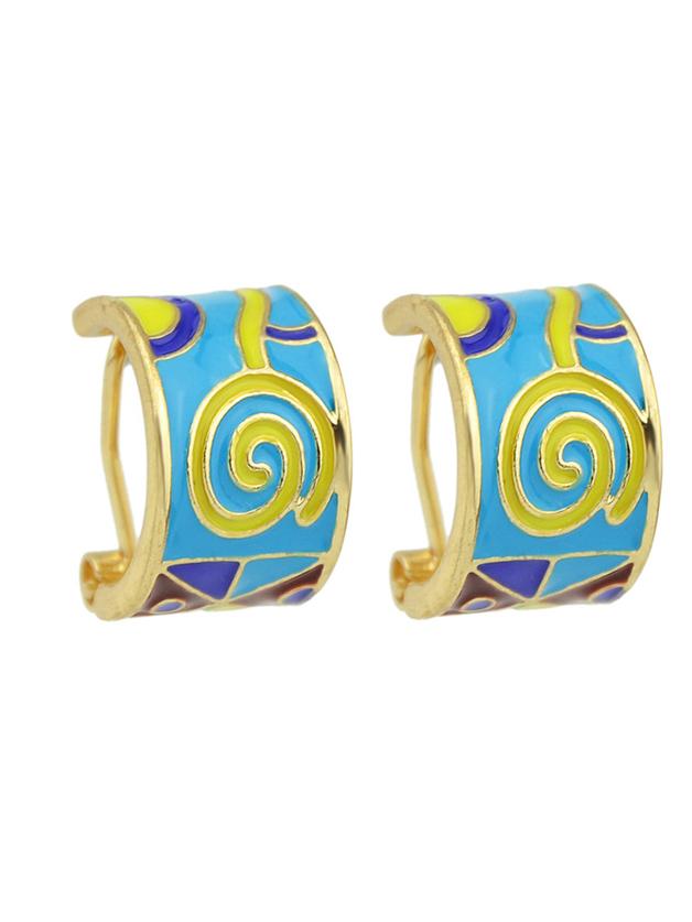Shein Blue Enamel Geometric Earrings
