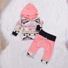 Shein Toddler Girl Geometric Print Hoodie With Drawstring Pants