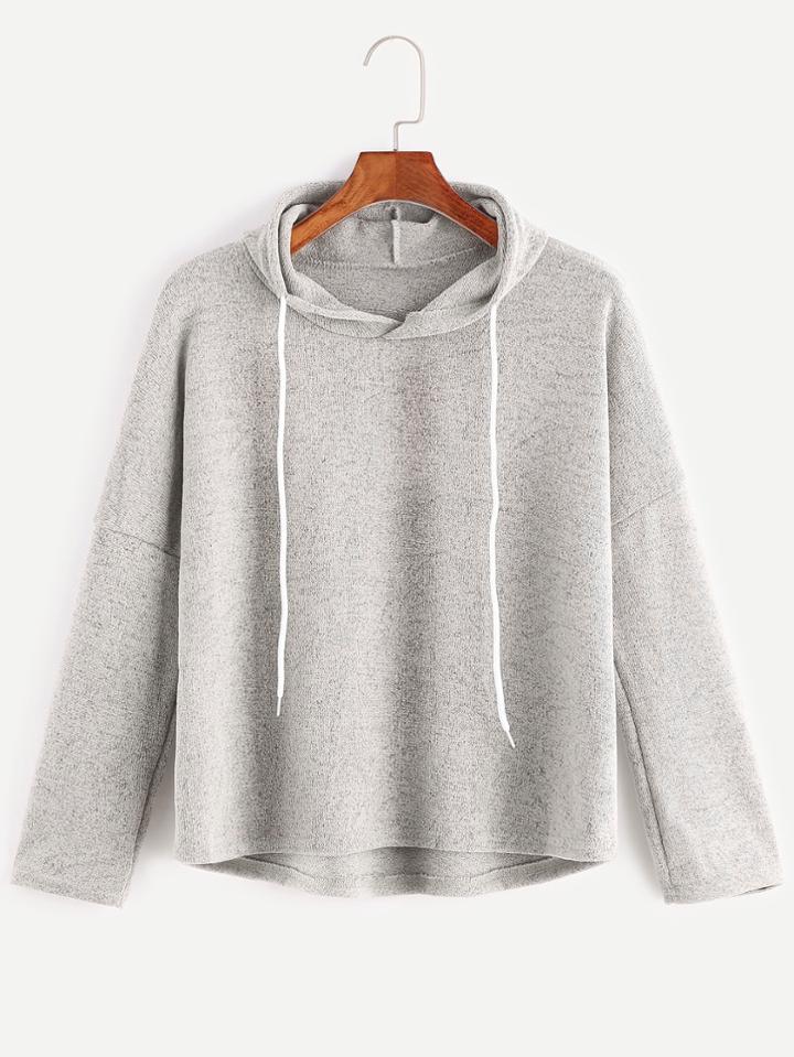 Shein Grey Hooded Drop Shoulder T-shirt
