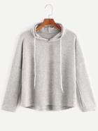 Shein Grey Hooded Drop Shoulder T-shirt