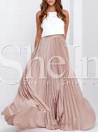 Shein Pink Pleated Maxi Skirt