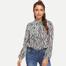 Shein Tie Neck Animal Print Blouse