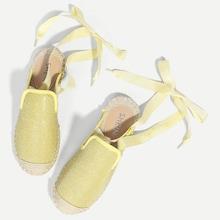 Shein Tie Leg Glitter Design Cap Toe Flats