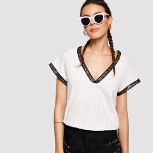 Shein Lace Trim Raglan Sleeve Tee