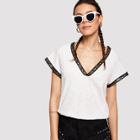 Shein Lace Trim Raglan Sleeve Tee