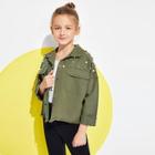 Shein Girls Pearl Beading Raw Hem Buttoned Jacket