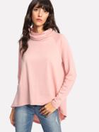Shein Cowl Neck Split Back High Low Sweatshirt