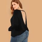 Shein Plus V Cut Twist Back Tee