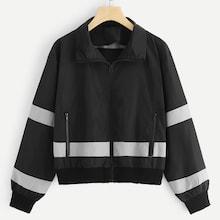 Shein Contrast Panel Zip-up Jacket