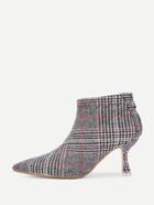Shein Kitten Heeled Plaid Ankle Boots