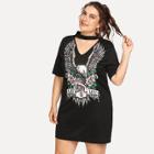Shein Plus Cut Out Neck Printed Dress