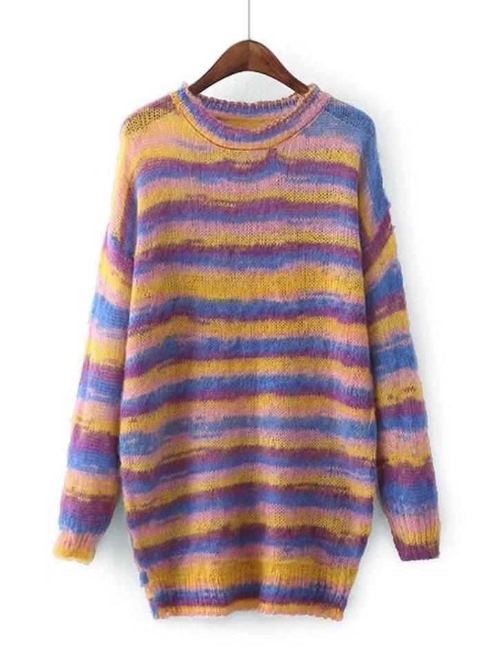 Shein Ombre Striped Slouchy Sweater Dress