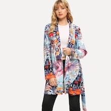 Shein Shawl Collar Botanical Print Outerwear