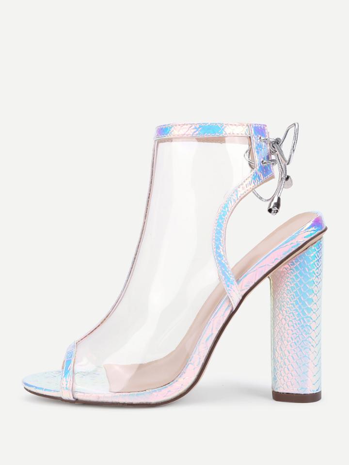 Shein Peep Toe Block Heeled Clear Pumps