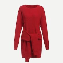 Shein Knot Front From Fitting Longline Jumper