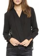 Rosewe Chic V Neck Lace Splicing Black T Shirt