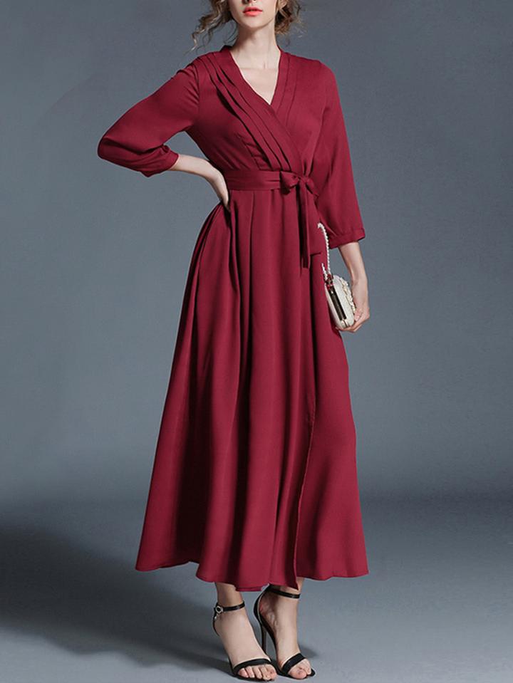 Shein Tie Waist Surplice Front Dress