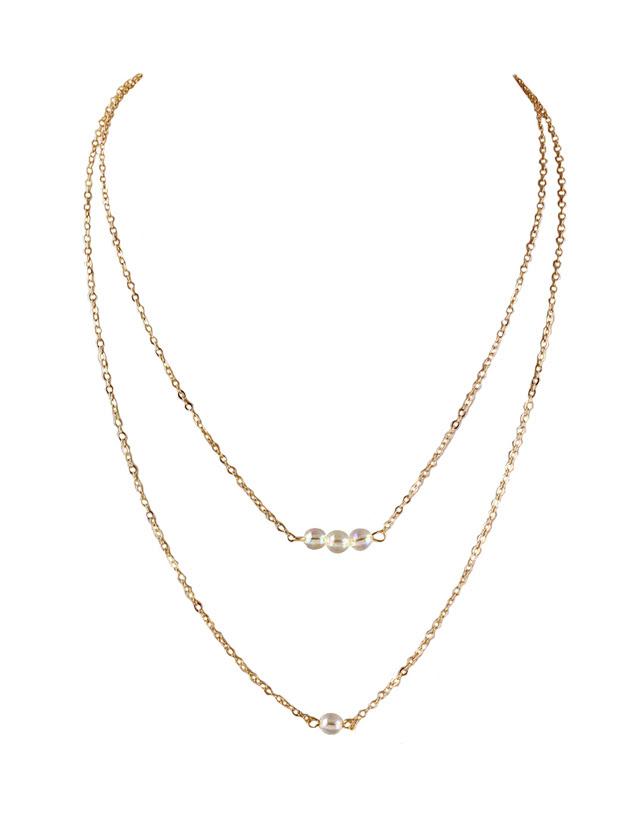 Shein Boho Chic Gold-color Chain With Beads Chain Maxi Necklace