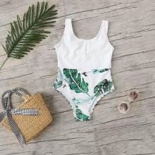 Shein Girls Palm Print Swimsuit