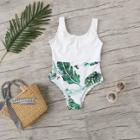 Shein Girls Palm Print Swimsuit