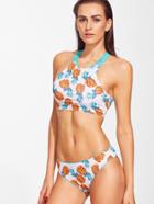 Shein White Pineapple Print Push Up Bikini Set