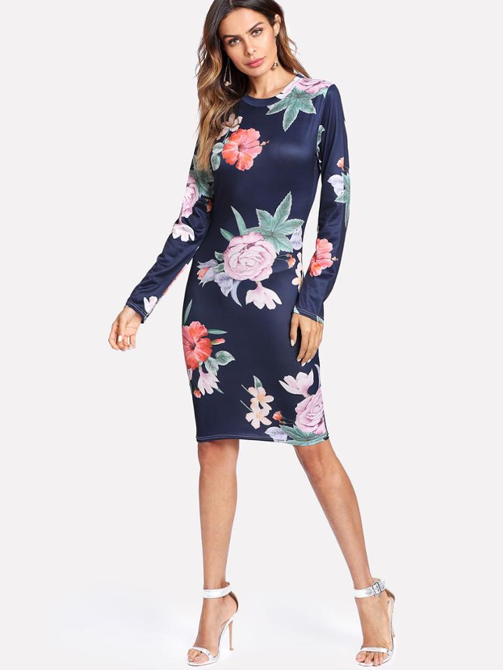Shein Random Florals Sheath Dress
