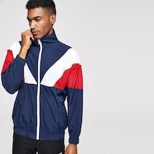 Shein Men Zip Up Mock-neck Color Block Jacket