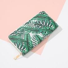 Shein Palm Leaf Print Zipper Around Purse