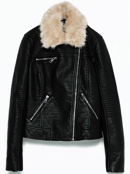 Shein Black Oblique Zipper Pu Crop Jacket