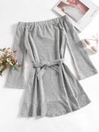 Shein Off Shoulder Tie Waist Dress