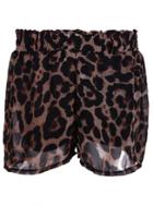 Shein Leopard Elastic Waist Straight Shorts