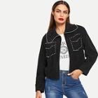 Shein Beaded Detail Open Placket Jacket
