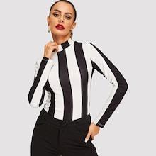 Shein Color Block Mock Neck Tee