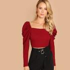 Shein Puff Sleeve Square Neck Top