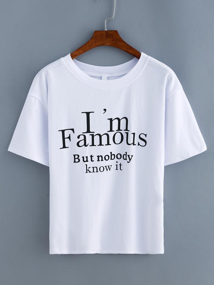 Shein Letter Print Loose-fit T-shirt