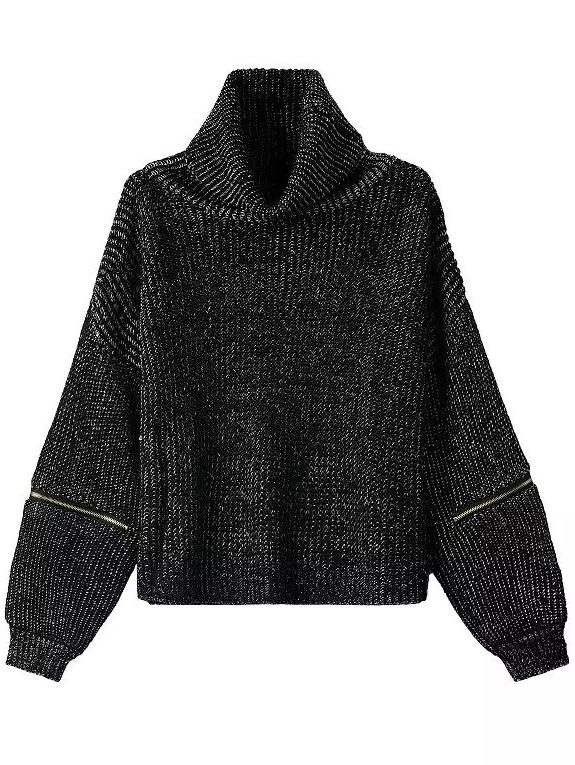 Shein Turtleneck Zipper Loose Sweater