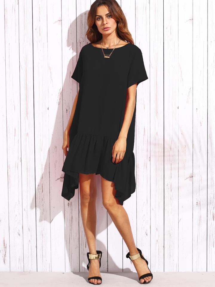 Shein Asymmetrical Frill Hem Tee Dress