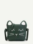 Shein Cat Design Embroidered Detail Crossbody Bag
