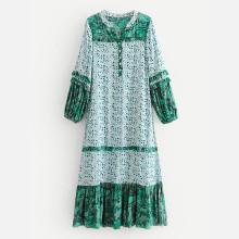 Shein Calico Print Tiered Frill Trim Dress