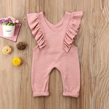 Shein Toddler Girls Frill Trim Solid Jumpsuit