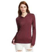 Shein Burgundy Hooded T-shirt With Thumb Holes