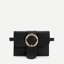 Shein Buckle Detail Pu Bum Bag