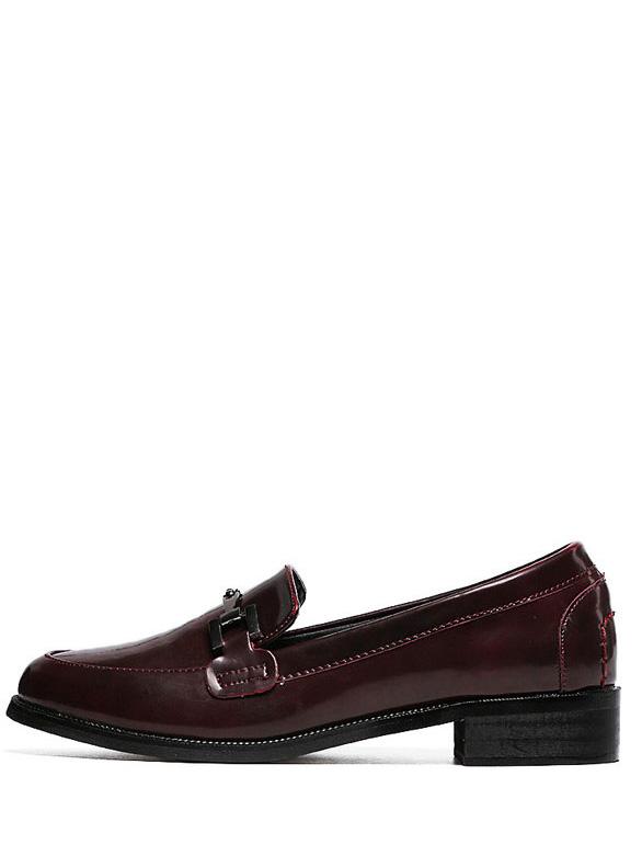 Shein Red Vintage Round Toe Patent Leather Flats