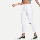 Shein Knee Ripped White Wash Jeans
